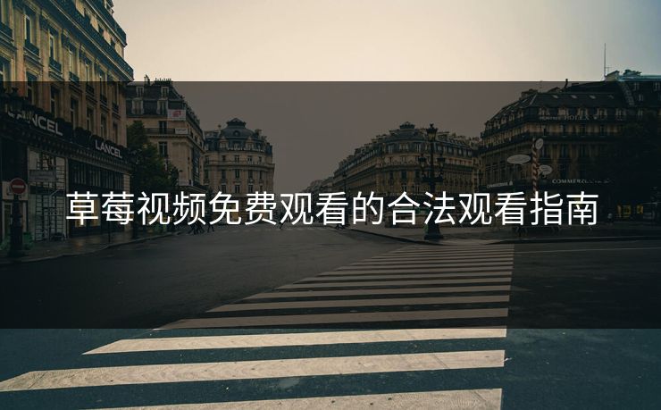 草莓视频免费观看的合法观看指南