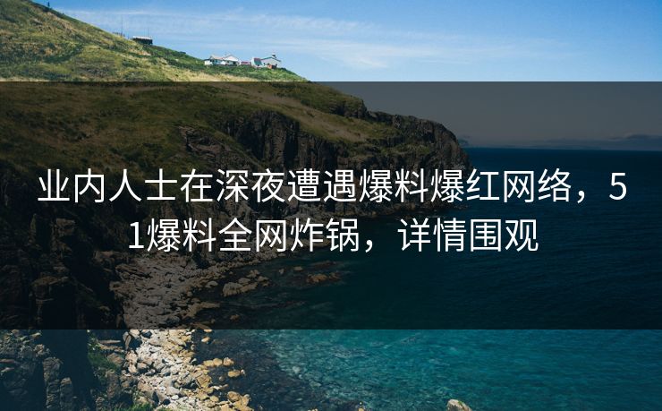 业内人士在深夜遭遇爆料爆红网络，51爆料全网炸锅，详情围观