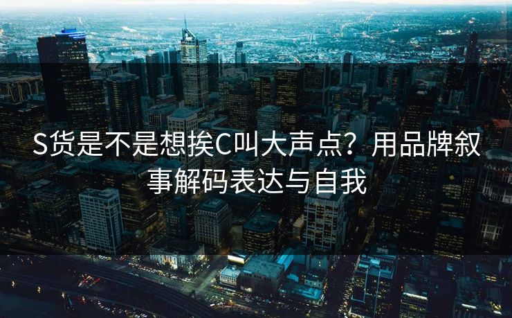 S货是不是想挨C叫大声点？用品牌叙事解码表达与自我
