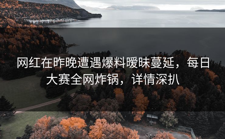网红在昨晚遭遇爆料暧昧蔓延，每日大赛全网炸锅，详情深扒