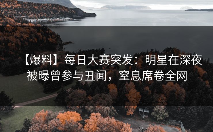 【爆料】每日大赛突发：明星在深夜被曝曾参与丑闻，窒息席卷全网