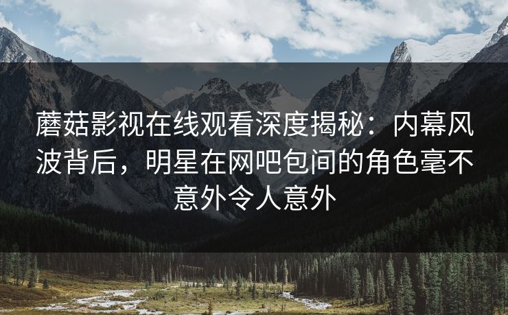 蘑菇影视在线观看深度揭秘：内幕风波背后，明星在网吧包间的角色毫不意外令人意外