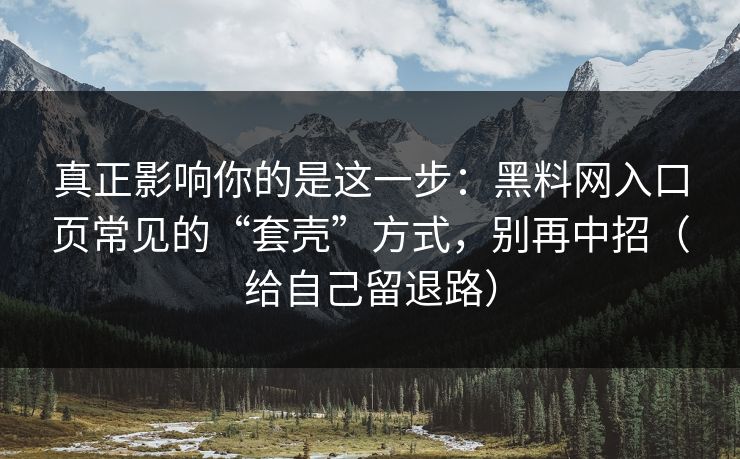 真正影响你的是这一步：黑料网入口页常见的“套壳”方式，别再中招（给自己留退路）