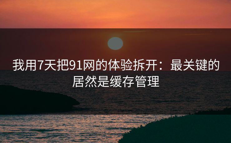 我用7天把91网的体验拆开：最关键的居然是缓存管理